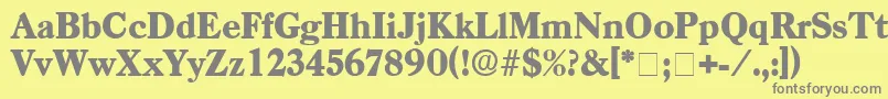 DendroDisplaySsi-fontti – harmaat kirjasimet keltaisella taustalla