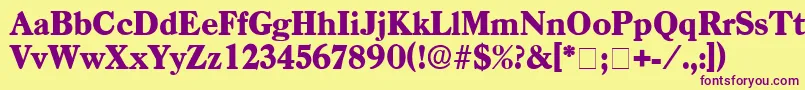 DendroDisplaySsi-fontti – violetit fontit keltaisella taustalla