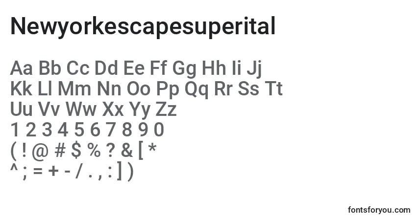 Шрифт Newyorkescapesuperital – алфавит, цифры, специальные символы