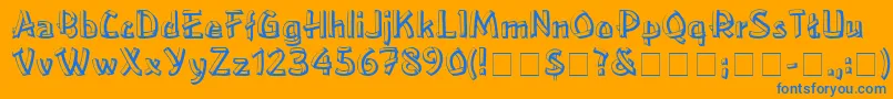 フォントLowereastsideMedium – オレンジの背景に青い文字