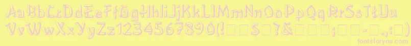 LowereastsideMedium-fontti – vaaleanpunaiset fontit keltaisella taustalla