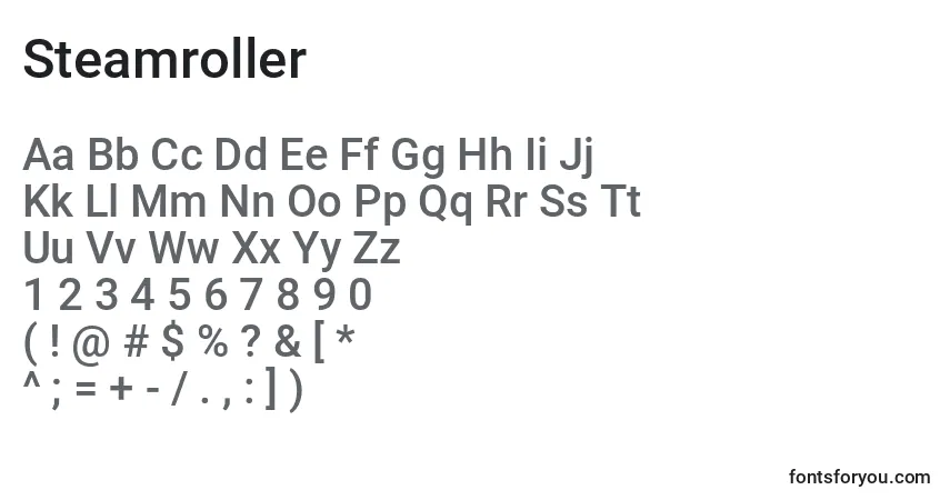 Steamroller-fontti – aakkoset, numerot, erikoismerkit