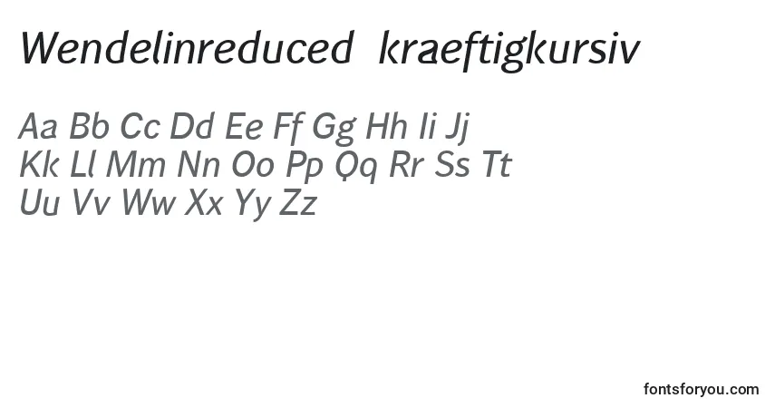 Czcionka Wendelinreduced65kraeftigkursiv – alfabet, cyfry, specjalne znaki