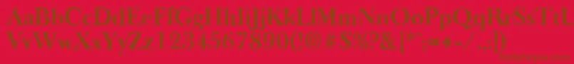 Więcej informacji o czcionce BaskeroldrandomBold Czcionka BaskeroldrandomBold – brązowe czcionki na czerwonym tle