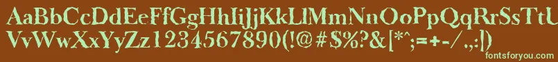 BaskeroldrandomBold-fontti – vihreät fontit ruskealla taustalla