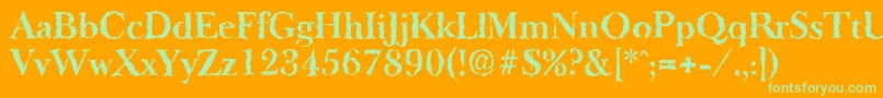 BaskeroldrandomBold Font – Green Fonts on Orange Background