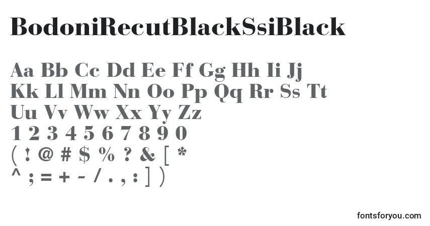 A fonte BodoniRecutBlackSsiBlack – alfabeto, números, caracteres especiais