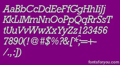 RambaultItalic font – Green Fonts On Purple Background