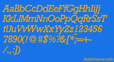 RambaultItalic font – Orange Fonts On Blue Background