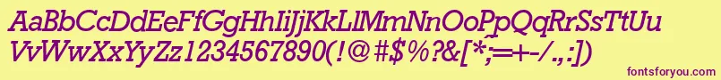 RambaultItalic-fontti – violetit fontit keltaisella taustalla