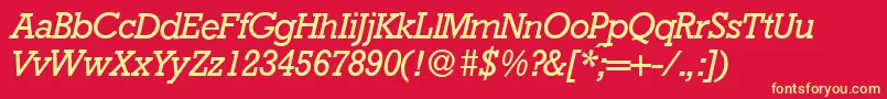 RambaultItalic-fontti – keltaiset fontit punaisella taustalla