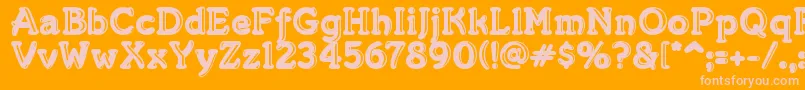 MerkinGoo-Schriftart – Rosa Schriften auf orangefarbenem Hintergrund
