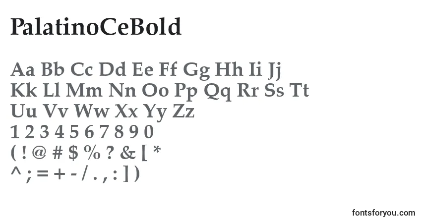 Czcionka PalatinoCeBold – alfabet, cyfry, specjalne znaki