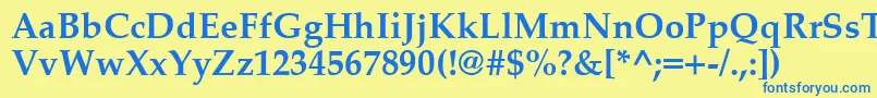 フォントPalatinoCeBold – 青い文字が黄色の背景にあります。