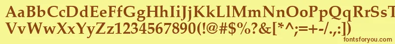 フォントPalatinoCeBold – 茶色の文字が黄色の背景にあります。