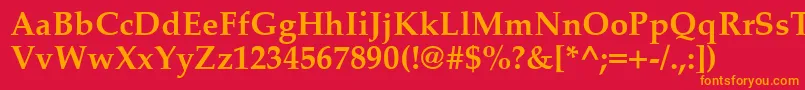 フォントPalatinoCeBold – 赤い背景にオレンジの文字