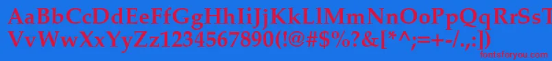 PalatinoCeBold Font – Red Fonts on Blue Background