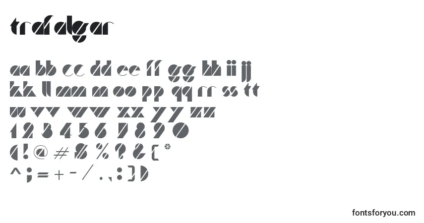 A fonte Trafalgar – alfabeto, números, caracteres especiais