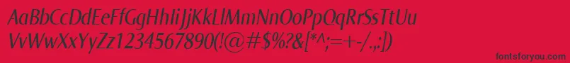 NormaCondItalic-Schriftart – Schwarze Schriften auf rotem Hintergrund