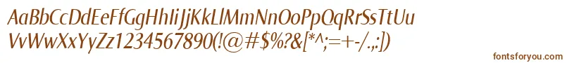 NormaCondItalic-fontti – ruskeat fontit valkoisella taustalla