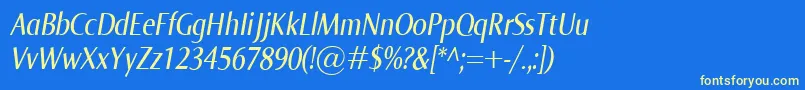 NormaCondItalic Font – Yellow Fonts on Blue Background