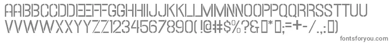 HallandaleStencilJl-fontti – harmaat kirjasimet valkoisella taustalla