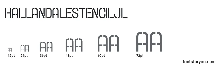 Размеры шрифта HallandaleStencilJl