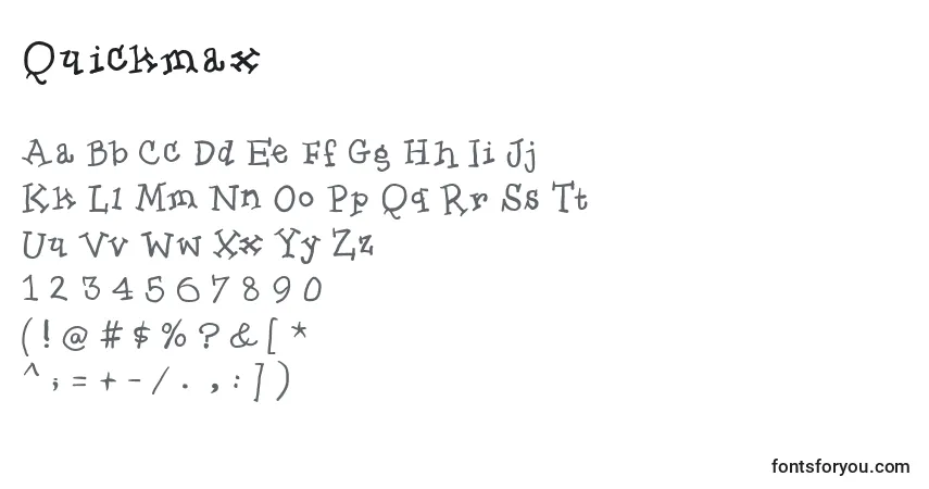 Czcionka Quickmax – alfabet, cyfry, specjalne znaki