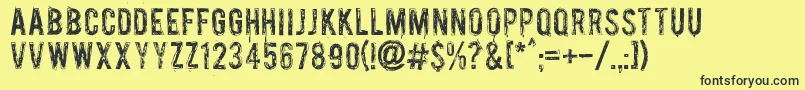 Palsu-Schriftart – Schwarze Schriften auf gelbem Hintergrund