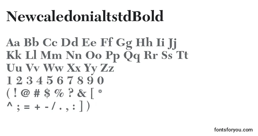 Fuente NewcaledonialtstdBold - alfabeto, números, caracteres especiales