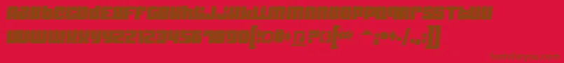 Dynos-Schriftart – Braune Schriften auf rotem Hintergrund