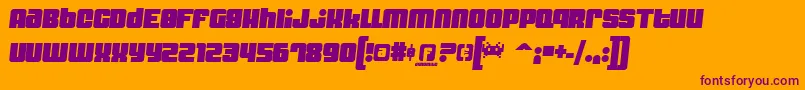 Dynos-Schriftart – Violette Schriften auf orangefarbenem Hintergrund