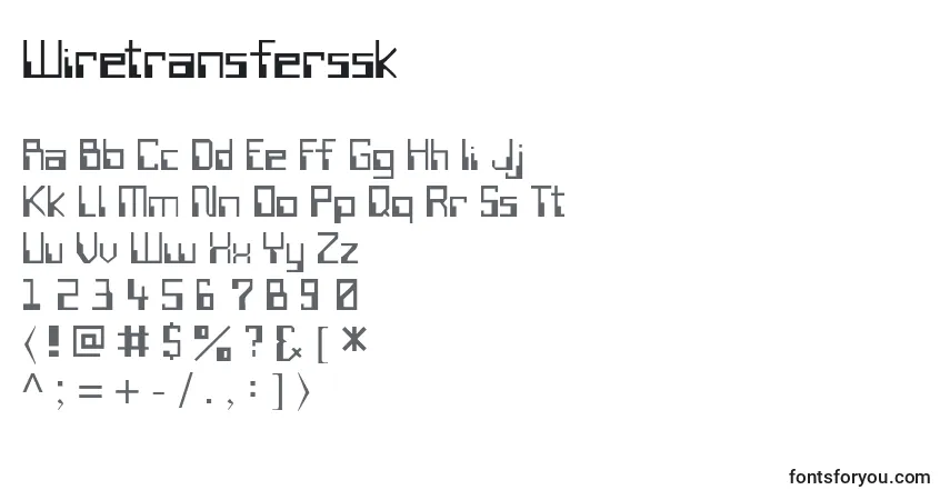 A fonte Wiretransferssk – alfabeto, números, caracteres especiais