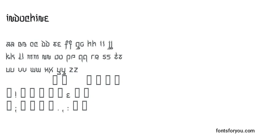 A fonte Indochine – alfabeto, números, caracteres especiais