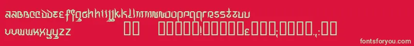 フォントIndochine – 赤い背景に緑の文字