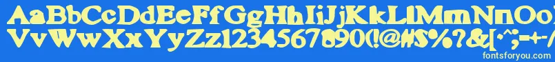 PlutoniteBlah Font – Yellow Fonts on Blue Background