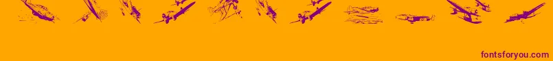 War Ii Warplanes-Schriftart – Violette Schriften auf orangefarbenem Hintergrund