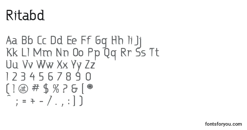 Czcionka Ritabd – alfabet, cyfry, specjalne znaki