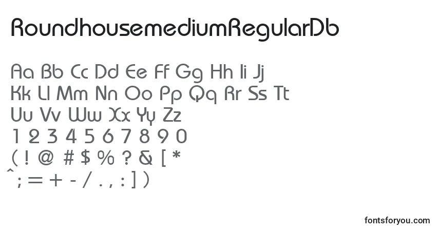 Czcionka RoundhousemediumRegularDb – alfabet, cyfry, specjalne znaki