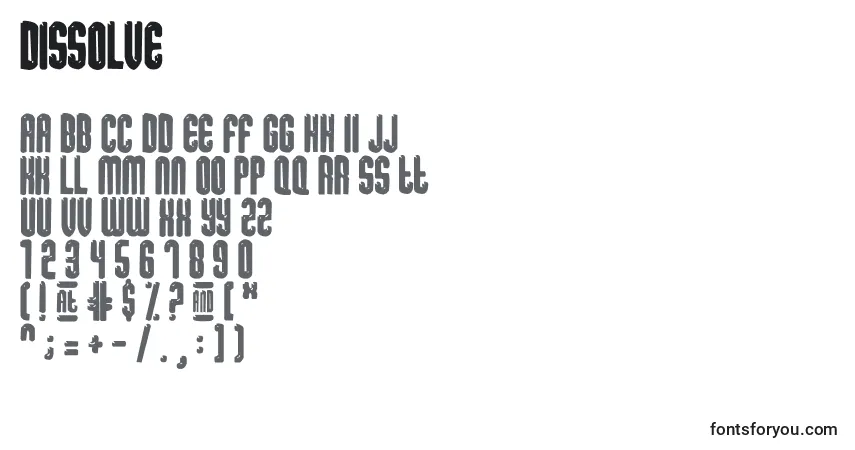A fonte Dissolve – alfabeto, números, caracteres especiais