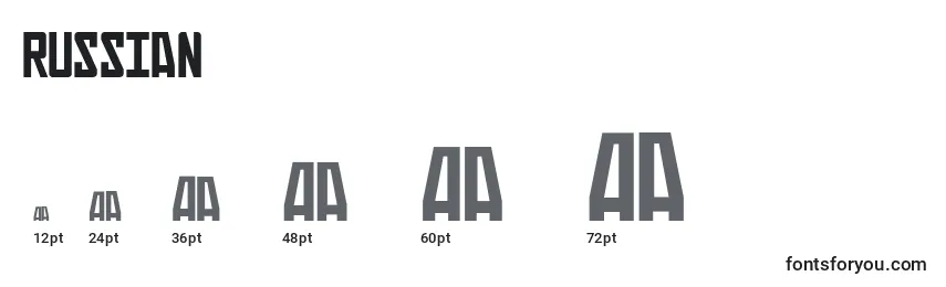 Größen der Schriftart Russian