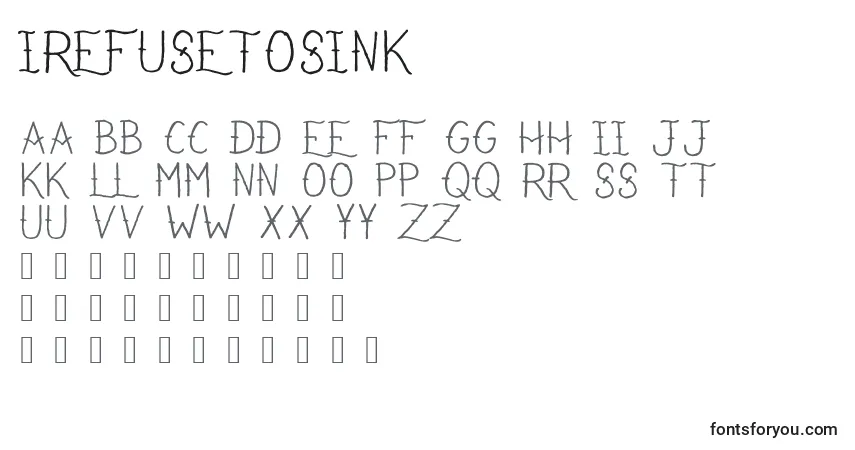 Czcionka IRefuseToSink – alfabet, cyfry, specjalne znaki