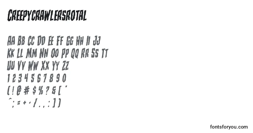 Schriftart Creepycrawlersrotal – Alphabet, Zahlen, spezielle Symbole