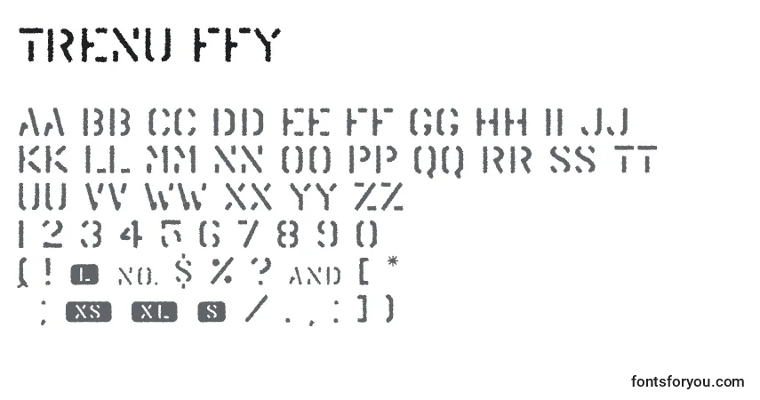 Schriftart Trenu ffy – Alphabet, Zahlen, spezielle Symbole