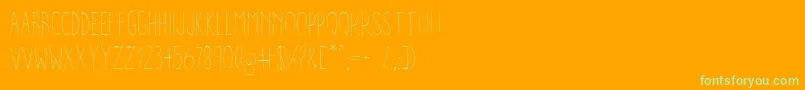 AracneCondensedLight-Schriftart – Grüne Schriften auf orangefarbenem Hintergrund