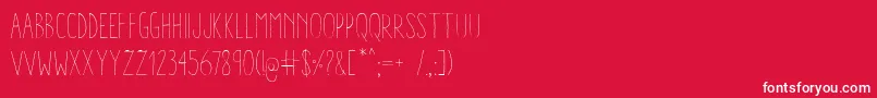 AracneCondensedLight-Schriftart – Weiße Schriften auf rotem Hintergrund