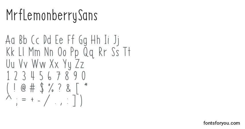 A fonte MrfLemonberrySans – alfabeto, números, caracteres especiais