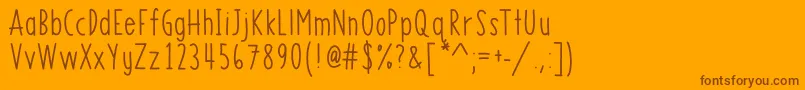 MrfLemonberrySans-Schriftart – Braune Schriften auf orangefarbenem Hintergrund