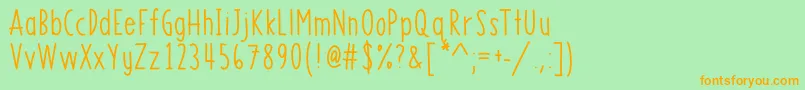 MrfLemonberrySans-Schriftart – Orangefarbene Schriften auf grünem Hintergrund