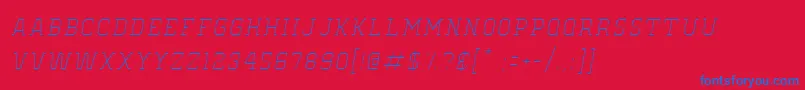 Więcej informacji o czcionce OldSchoolUnitedHairlineItalic Czcionka OldSchoolUnitedHairlineItalic – niebieskie czcionki na czerwonym tle